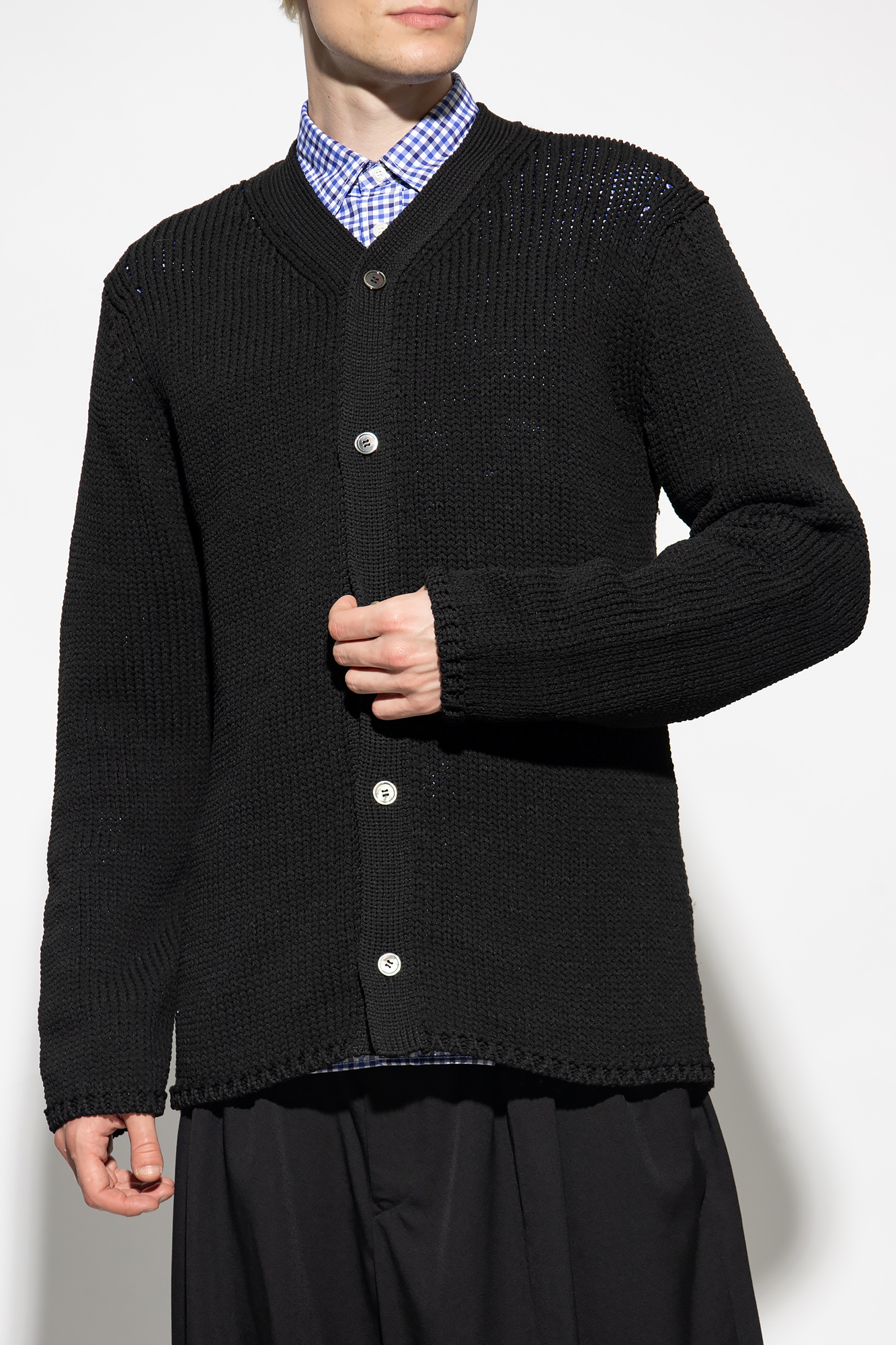 Black Cardigan with decorative knit Comme des Garçons Homme